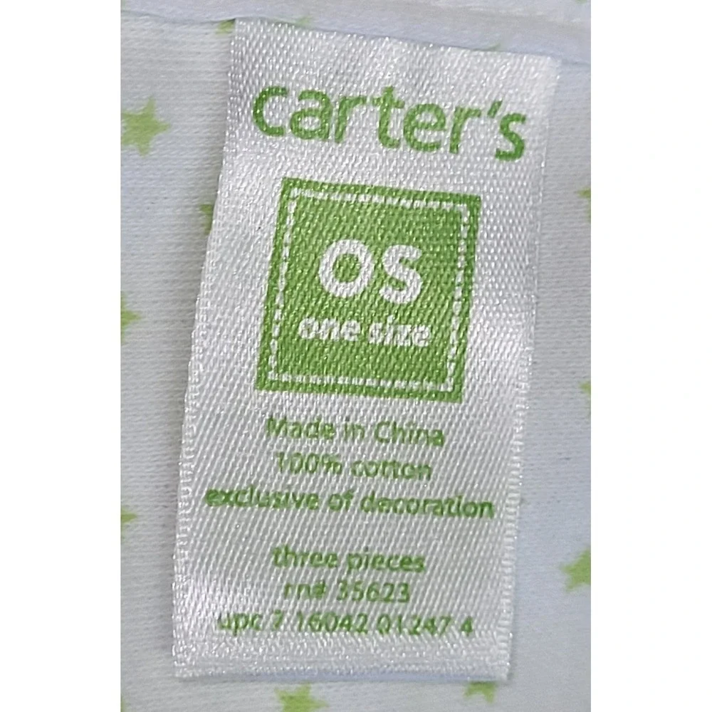 Carters Baby Bibs and Wash‎ Cloths Set Kids OS Green Yellow Good 7pc Lot